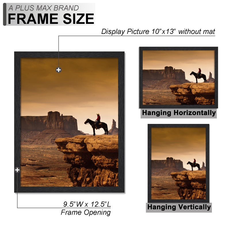 A PLUS MAX 10x13 Picture Frame, Black Engineered Wood Frame for 10 x 13 Inch Picture Poster Photo, Light Weight 10 by 13 Frame with Wood-grain for Wall - 1 Pack/Black/10 x13 - Image 4