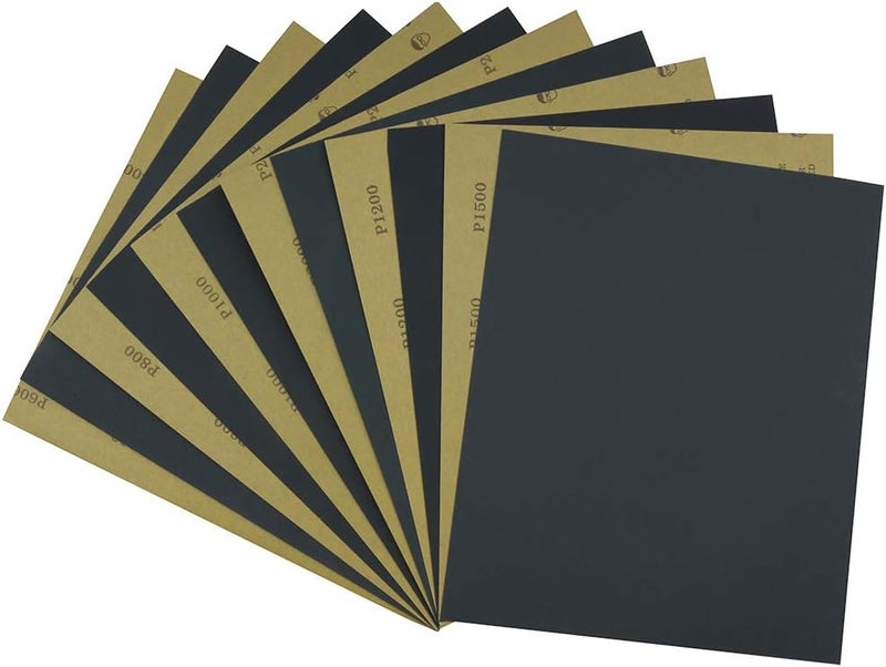 MAXMAN Sandpaper Assortment 600 800 1000 1200 1500 2000 Fine Grit, 30 Sheets Sand Paper Assortment Pack, 9 x 11 Inches Silicon Carbide Wet Dry Sanding Sheet for Wood Furniture, Metal Sanding, Automotive - Image 1