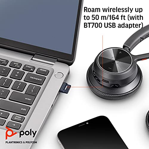 Poly سماعة رأس لاسلكية Poly - Voyager 4320 UC (بلانترونيكس) - سماعات مع ميكروفون بوم - الاتصال بالكمبيوتر/ماك عبر محول USB-A بلوتوث، الهاتف المحمول عبر بلوتوث - تعمل مع Teams وZoom والمزيد - Image 3
