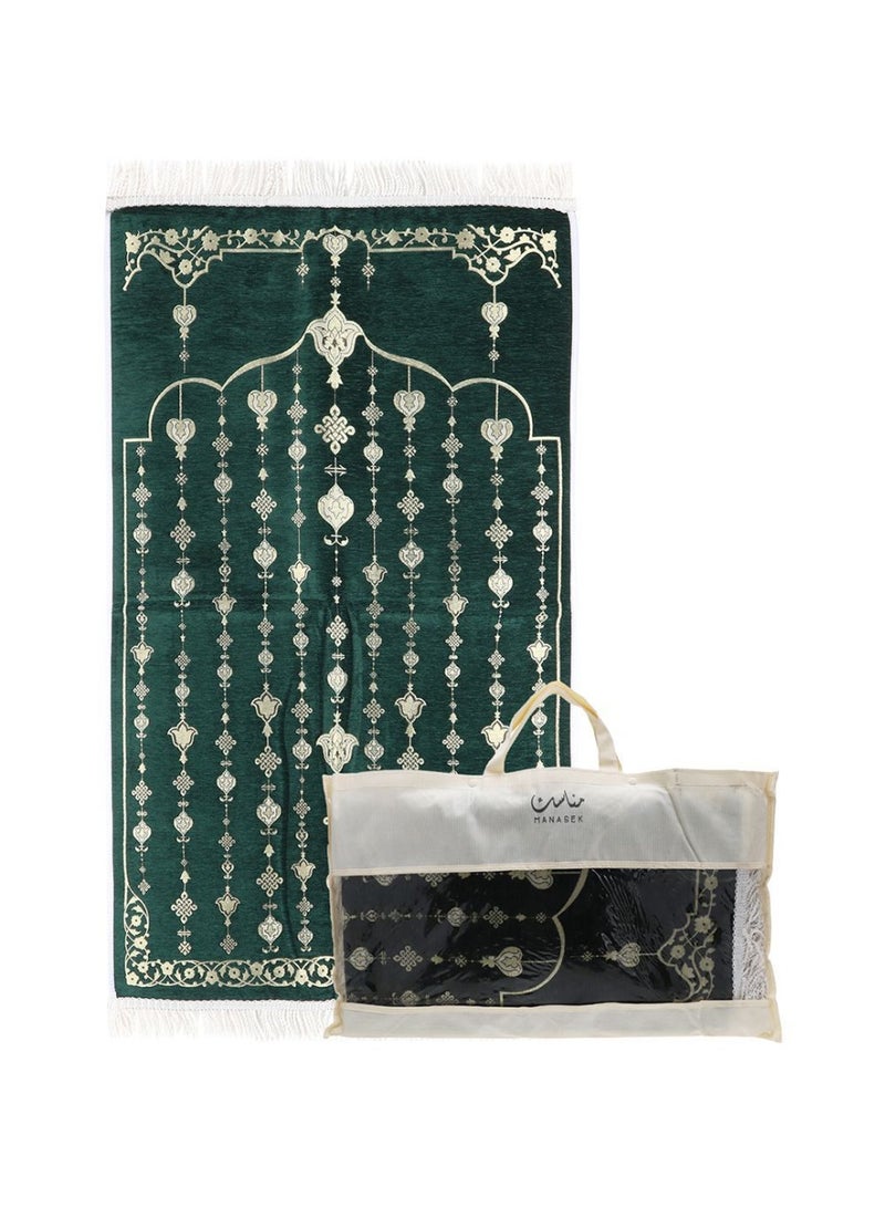 MANASEK Prayer Mat from the Eylul collection with a bag from the local brand Manasek | Original Saudi products | Made of polyester, cotton, and soft chenille fabric, comfortable and practical - 70 x 120 cm - Image 1