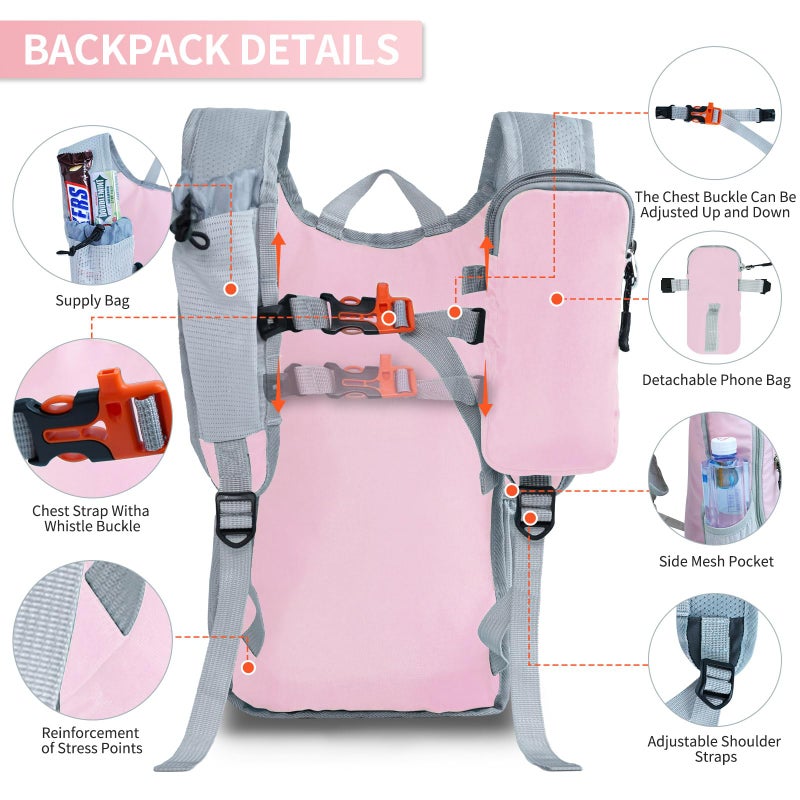 HIGH EXPERIENCE Hiking Backpack 10L/15L Small Daypack Lightweight Packable Travel Foldable Water Resistan for Women Men (Pink, 10L) - Image 5