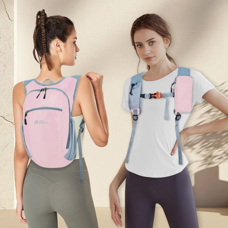 HIGH EXPERIENCE Hiking Backpack 10L/15L Small Daypack Lightweight Packable Travel Foldable Water Resistan for Women Men (Pink, 10L) - Image 2
