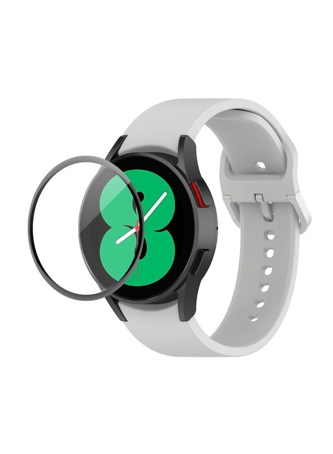 Replacement Strap For Samsung Galaxy Watch4 44mm JUNSUNMAY Silicone Adjustable Strap + Full Coverage PMMA Screen Protector Kit Grey