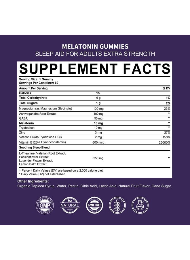 نيفيس علكات الميلاتونين 10 مجم 20 مجم للبالغين، قوة إضافية مع إل ثيانين، تريبتوفان، فيتامين ب6، ب12، أشواغاندا، مغنيسيوم، حمض جاما أمينوبوتيريك ومستخلص بلسم الليمون، يدعم صحة الإيقاع اليومي والجهاز العصبي - Image 2