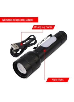 iBELL IBELL FL8375S Rechargeable Torch, Powerbank Function, Aircraft Aluminum Body, Telescopic Zoom, Water Resistant Flashlight with Multiple Light Modes (Black)  - Image 5