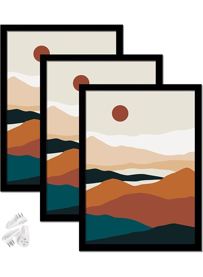 erorex 10X14 Picture Frame Set Of 3 Display Picture 10 X 14 Specific Frames For 25X35Cm Diamond Painting Canvas As Diamond Art Accessories Wall Gallery Photo Frames Black - Image 1