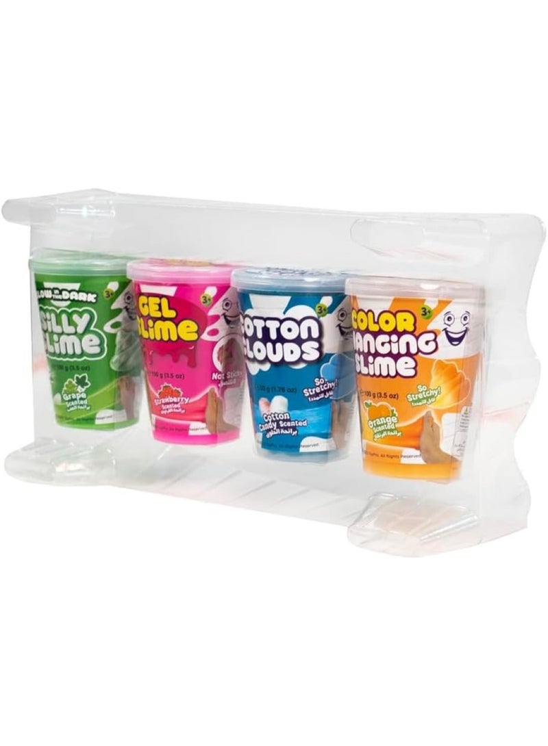 DOH TIME Slime Super Slime Set 4 Cans Stretch It Squish It So Slippery & Gooey - Image 2