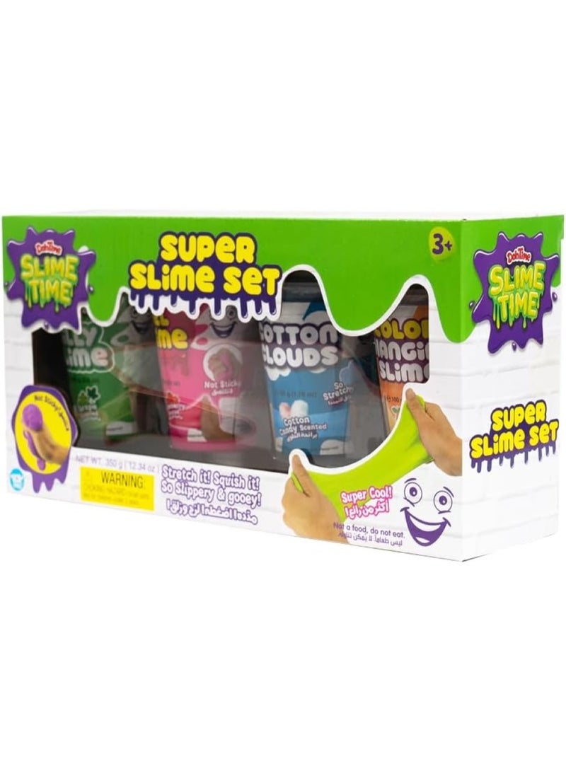 DOH TIME Slime Super Slime Set 4 Cans Stretch It Squish It So Slippery & Gooey - Image 3