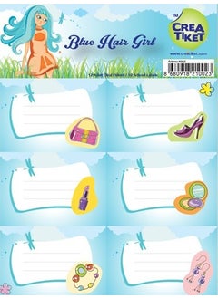 Crea Ticket CreaTiket 1002 Blue Haired Girl Series School Label 