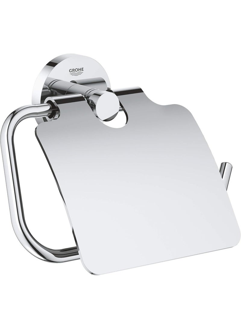 GROHE Essentials Toilet Paper Holder with Cover, Metal,  Bathroom Accessory, Chrome Finish - 40367001 - Image 1