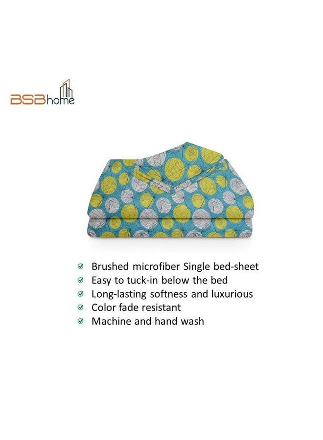 BSB HOME BSB HOME Premium Single Bedsheet with 1 Pillow Covers - 160 TC Supersoft Glace Cotton - Breathable & Wrinkle Free - 2 Pcs Set | Light Green & Yellow White  - Image 5