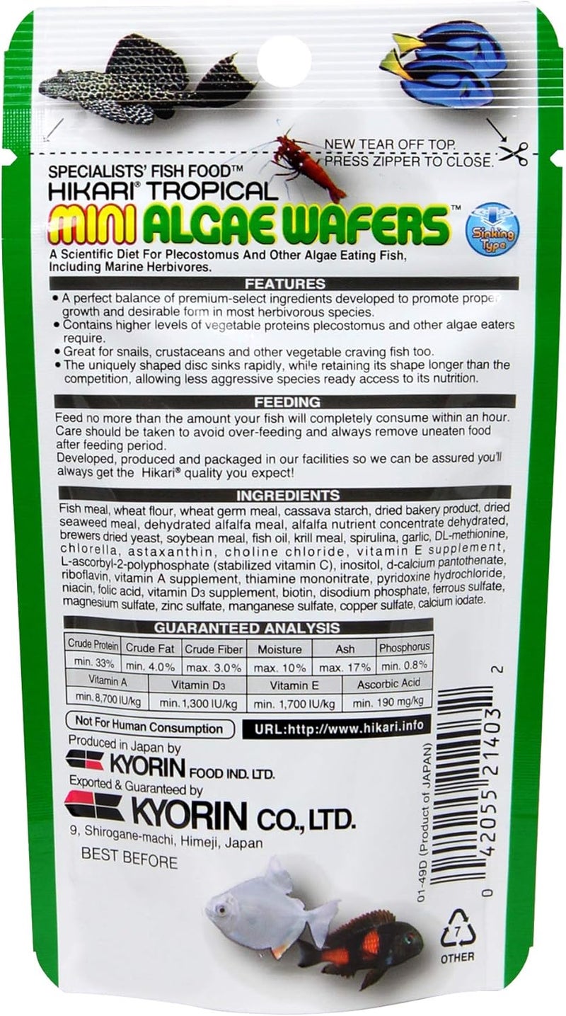Hikari Tropical Mini Algae Wafers Fish Food - 22G for Herbivorous Fish - Image 2