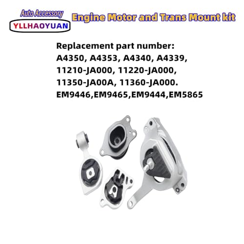 Yllhaoyuan Engine Motor Mount Set 4Pcs Compatible with 2007 2008 2009 2010 2011 2012 2013 2014 2015 2016 2017 Nissan Altima 2.5L A4350 A4353 A4340 A4339 - Image 3