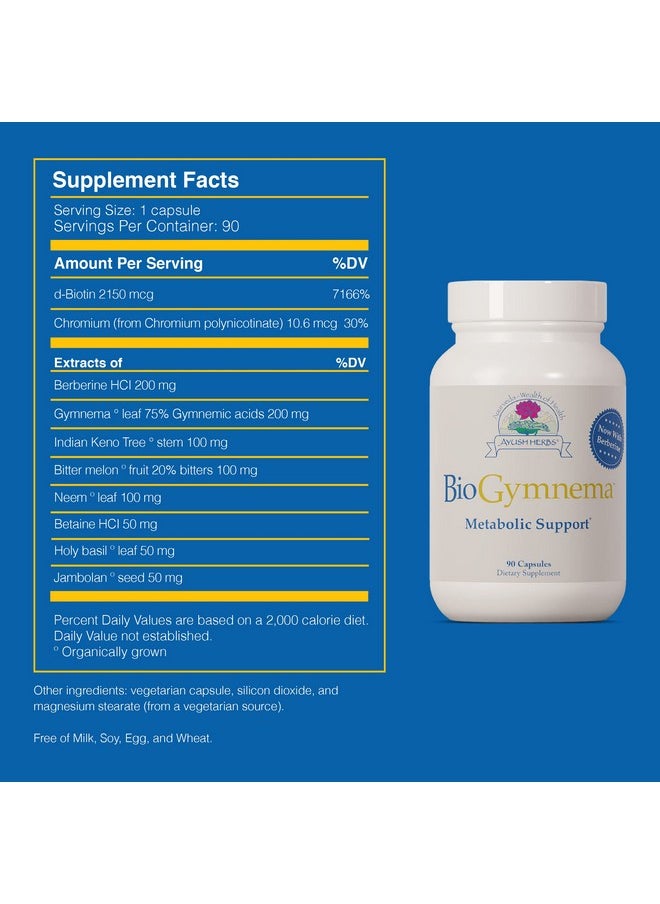 Ayush Herbs - Biogymnema All Natural Ayurvedic Herbal Supplement With Gymnema Bitter Melon And Chromium Supports Healthy Metabolism 90 Vegetarian Capsules - Image 1