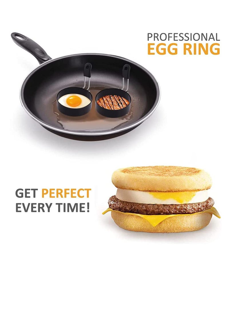 SYOSI Egg Ring4 Pack Stainless Steel Egg Cooking Rings SetRound Omelette Mold for Frying Egg English Muffins Pancake Sandwiches Breakfast Household Kitchen Cooking Tool - Image 2