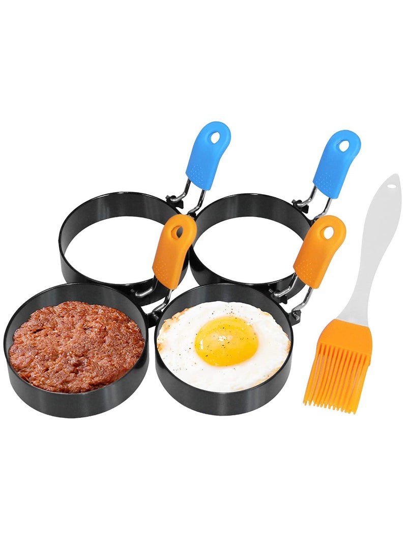 SYOSI Egg Ring4 Pack Stainless Steel Egg Cooking Rings SetRound Omelette Mold for Frying Egg English Muffins Pancake Sandwiches Breakfast Household Kitchen Cooking Tool - Image 1