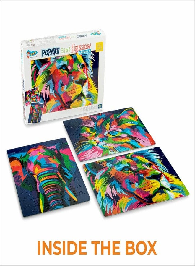 Storio Popart 3 in 1 Jigshaw Puzzle Cities,Animal,Abstract Toy for Kids - Learning&Educational Toys Puzzles for Kids Ages,Multicolor - Image 2