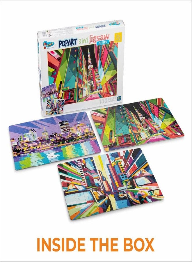 Storio Popart 3 in 1 Jigshaw Puzzle Cities,Animal,Abstract Toy for Kids - Learning&Educational Toys Puzzles for Kids Ages,Multicolor - Image 3