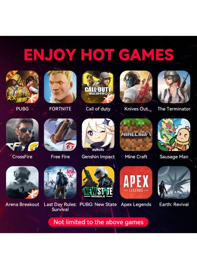 Gamwing محول لوحة مفاتيح وفأرة للألعاب المحمولة مجموعة Gamwing X8 Pro 5 في 1 حزمة ألعاب موبايل لنظام أندرويد HarmonyOS Hyper OS سامسونج، وظيفة التحكم بالذكاء الاصطناعي اتصال بلوتوث 5.3 - Image 3