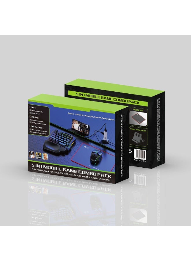 Gamwing محول لوحة مفاتيح وفأرة للألعاب المحمولة مجموعة Gamwing X8 Pro 5 في 1 حزمة ألعاب موبايل لنظام أندرويد HarmonyOS Hyper OS سامسونج، وظيفة التحكم بالذكاء الاصطناعي اتصال بلوتوث 5.3 - Image 4