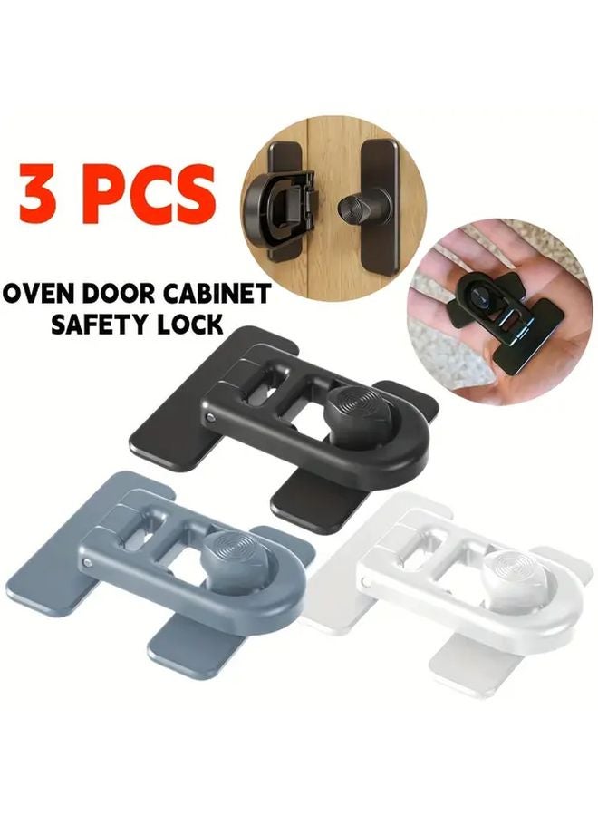 3pcs Plastic Safety Lock Set Black White Gray 90 180 Degree Rotating Locks for Oven Fridge Cabinet Doors - Image 2