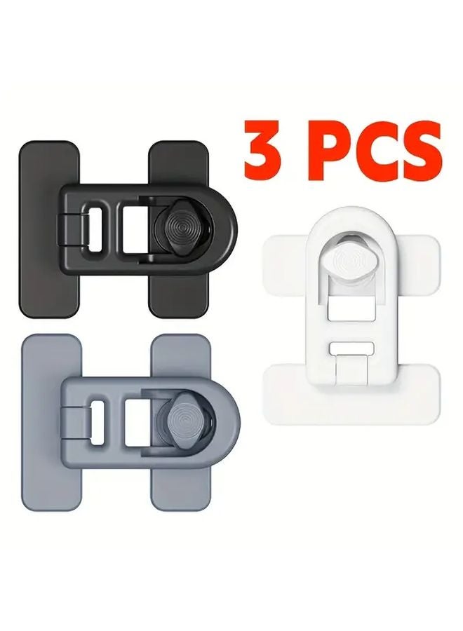 3pcs Plastic Safety Lock Set Black White Gray 90 180 Degree Rotating Locks for Oven Fridge Cabinet Doors - Image 1