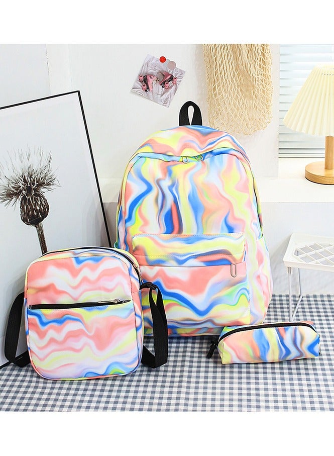 SKT Shiketro New Tie-dye Three-piece Set Of Large-capacity Student Backpacks 