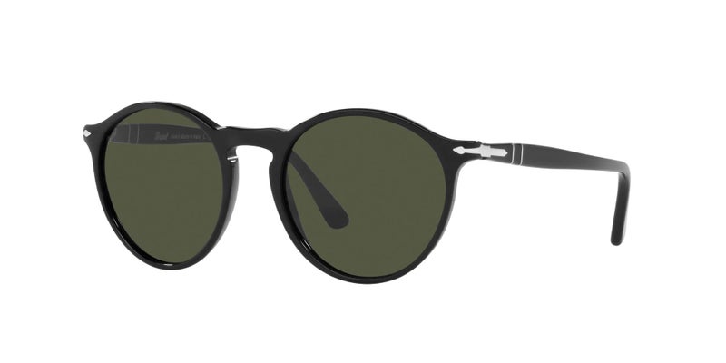 Persol PO3285S Round Sunglasses, Black/Green, 52 mm - Image 1