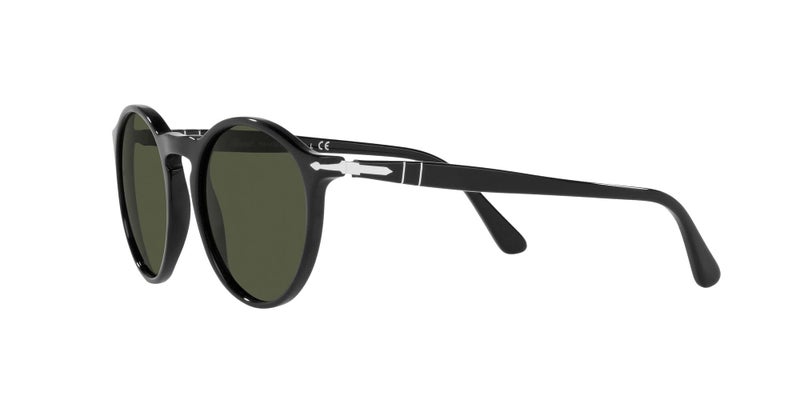 Persol PO3285S Round Sunglasses, Black/Green, 52 mm - Image 3