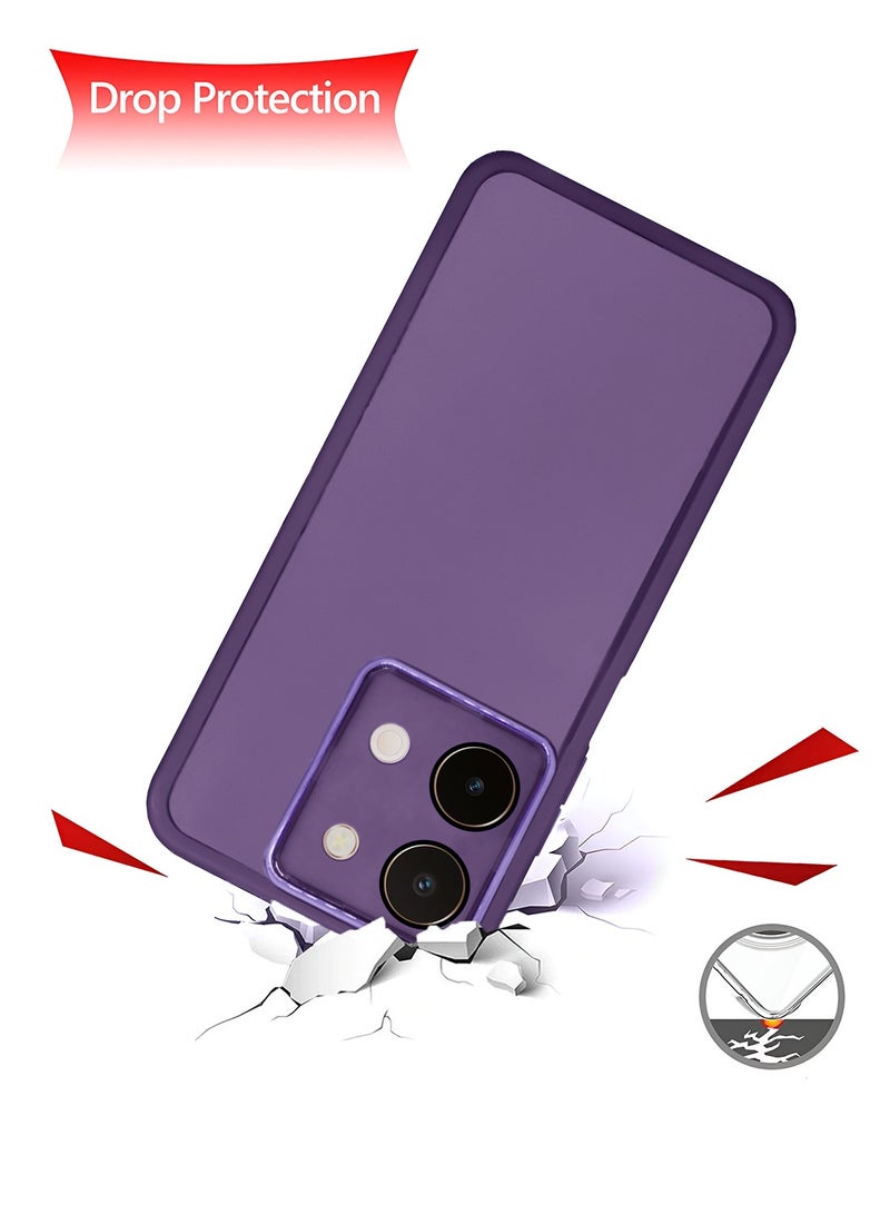 Wtech vivo Y28 4G 2024 Soft Transparent TPU Silicone Ultra Thin Phone Stylish Electroplated Camera Border Back Case Cover - Eggplant Purple - Image 3