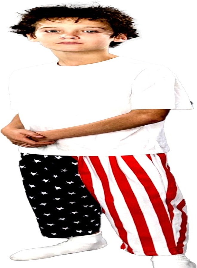 Costume Agent USA American Flag Kids Pants Patriotic Stars and Stripes Lounge Children Halloween Costume Cosplay (10/12) Multicolor - Image 2