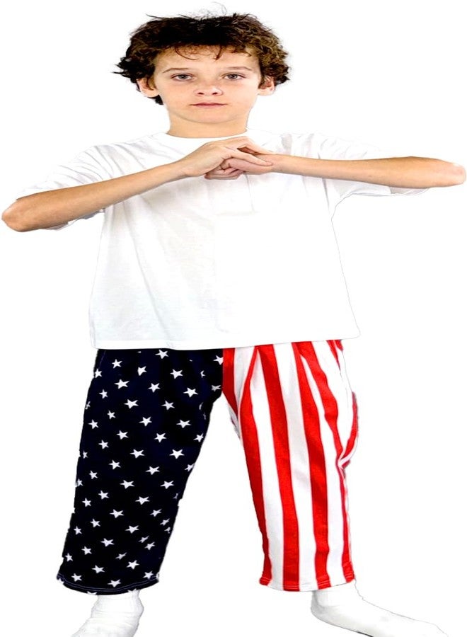 Costume Agent USA American Flag Kids Pants Patriotic Stars and Stripes Lounge Children Halloween Costume Cosplay (10/12) Multicolor - Image 1