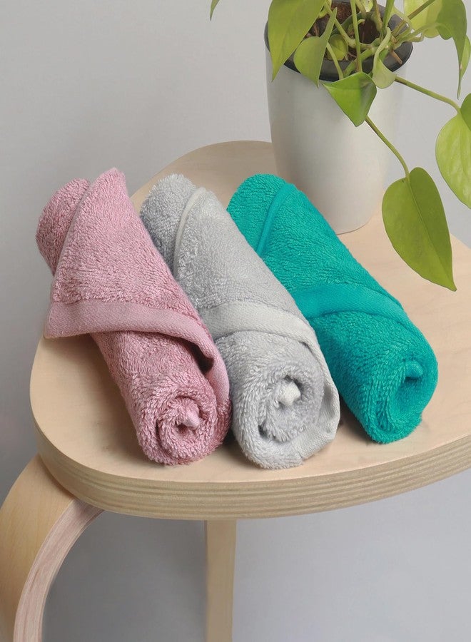 HEELIUM Bamboo Face Towel | Ultra Absorbent & Odour-Free | 3X Softer Than Cotton Towels | 30 x 30 cm - 600 GSM | Pack of 3 - Light Grey, Teal, Peach - Image 1