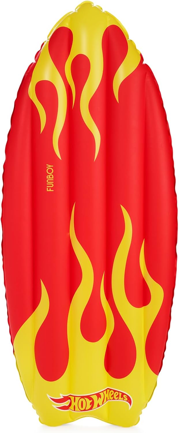 FUNBOY Hot Wheels  FUNBOY Checkered Flame Surfboard Pool Float for Kids 60 2Sided Print Single Float - Image 1