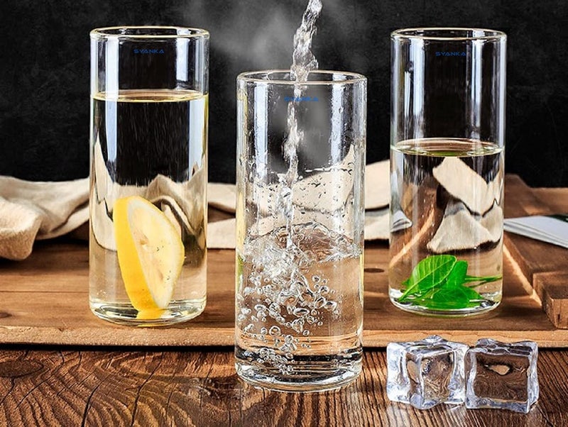 SYANKA Italian Premium Juice and Water Glasses Set of 12 Transparent 300ml Drinking Water Glasses Stylish and Crystal Highball Glasses for Water Juice and Cocktails - Image 3