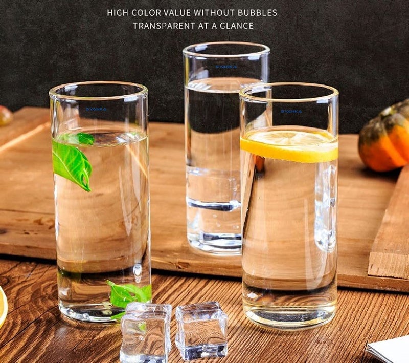 SYANKA Italian Premium Juice and Water Glasses Set of 12 Transparent 300ml Drinking Water Glasses Stylish and Crystal Highball Glasses for Water Juice and Cocktails - Image 4