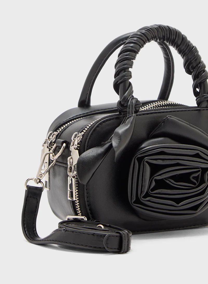 Ginger Rose Floral Double Zip Satchel Bag