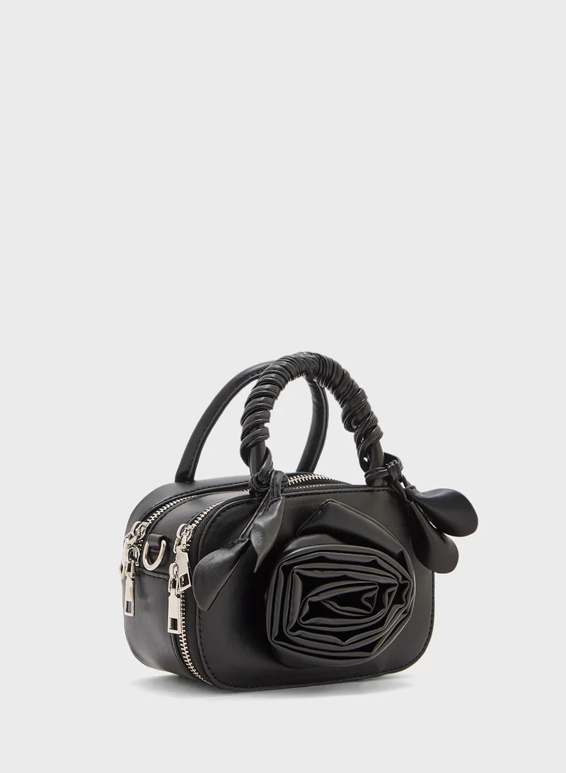 Ginger Rose Floral Double Zip Satchel Bag