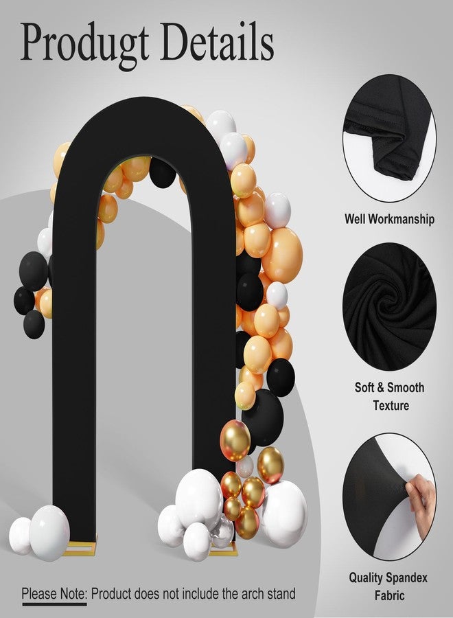 Peomeise 7.2FT Spandex Open Arch Backdrop Cover，U-Shaped 2-Sided Backdrop Cover，Round Top Chiara Stand Cover for Birthday Party Wedding Ceremony Baby Shower Decoration，Black - Image 3