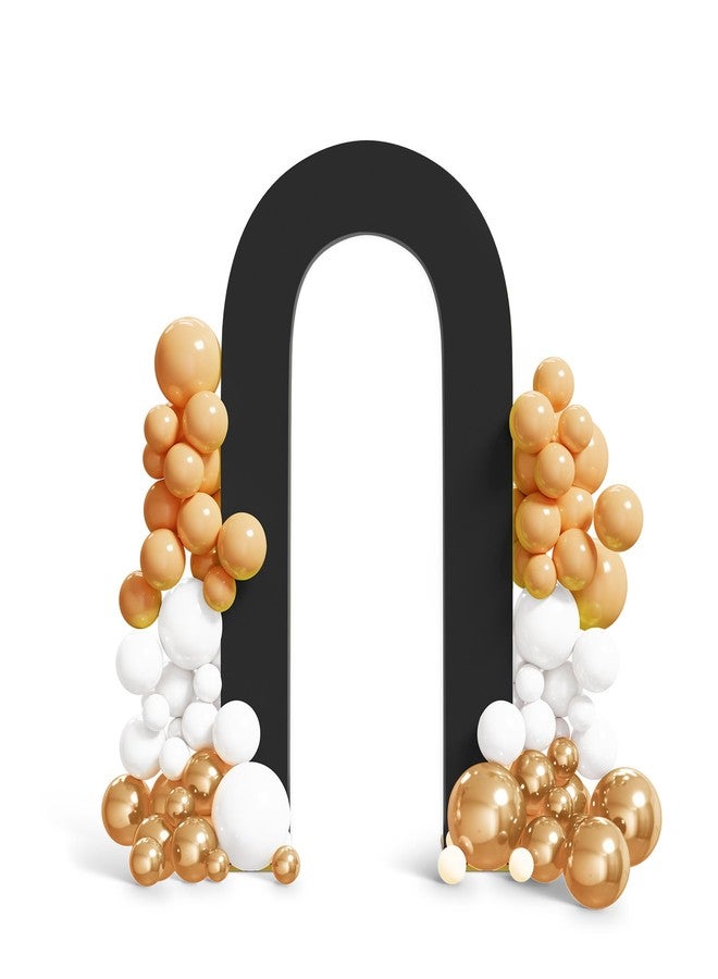 Peomeise 7.2FT Spandex Open Arch Backdrop Cover，U-Shaped 2-Sided Backdrop Cover，Round Top Chiara Stand Cover for Birthday Party Wedding Ceremony Baby Shower Decoration，Black - Image 1
