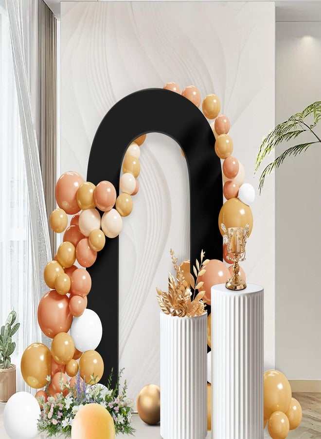 Peomeise 7.2FT Spandex Open Arch Backdrop Cover，U-Shaped 2-Sided Backdrop Cover，Round Top Chiara Stand Cover for Birthday Party Wedding Ceremony Baby Shower Decoration，Black - Image 5