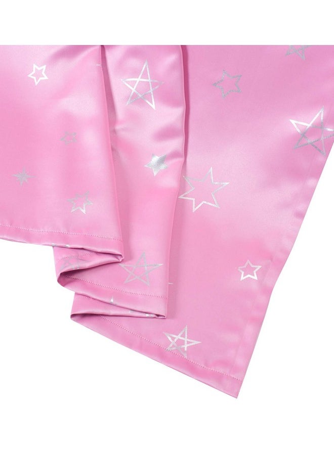 Encasa XO - Encasa XO Printed Blackout Curtains 8 ft, 2 pcs | Silver Foil Star Pink Design I Room Darkening - Blocks 85% Light | Sound and Heat Reduction for Bedroom, Living Room I Machine Wash - Image 1