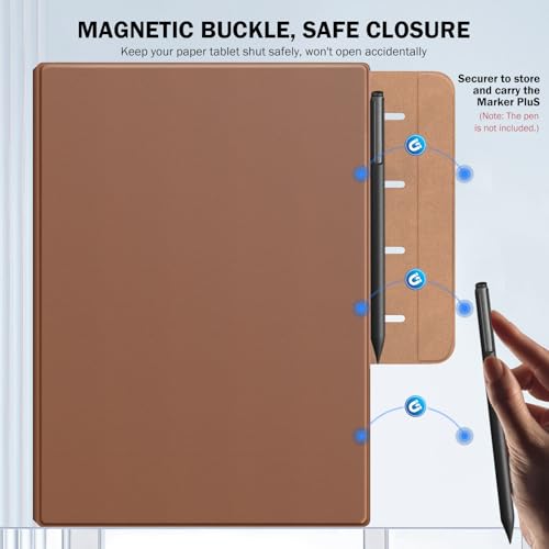 MoKo Case for Remarkable Paper Pro 2024 11.8", Lightweight Ultra-Thin Magnetic Case with Wide Pen Protective Clasp, Auto Sleep/Wake for Remarkable Pro 11.8", Brown - Image 3