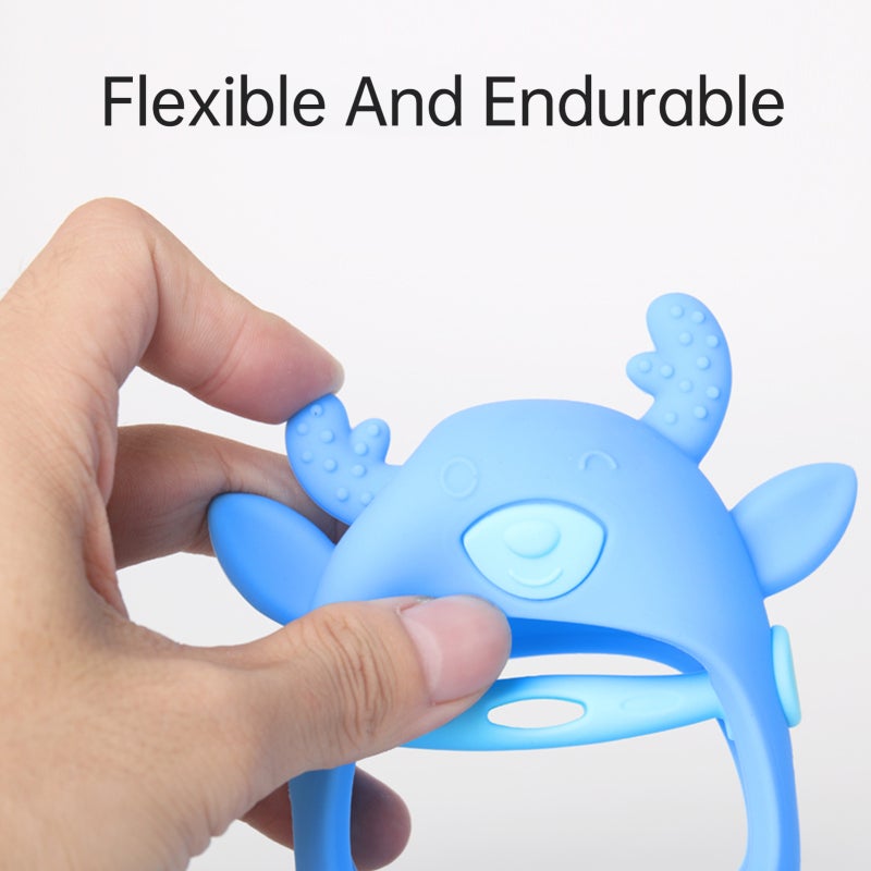 Baby Teether Deer Teething Mitten Baby Teething Glove Teething Pacifier Silicone Chew Toy for Infants 3+ Months - Image 2