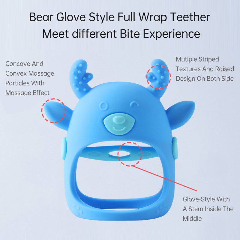 Baby Teether Deer Teething Mitten Baby Teething Glove Teething Pacifier Silicone Chew Toy for Infants 3+ Months - Image 4