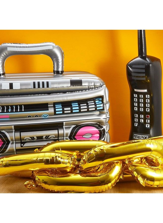 Cunhill 22 Pieces Inflatable Boom Box Beverage Inflatable Cooler Inflatable Mobile Phone And 16 Inch Gold Inflatable Foil Chain Balloons 80S 90S Party Decorations Graduation Cosplay Hip Hop Party Decoration  - Image 5