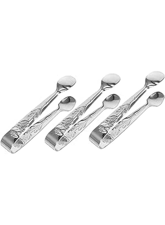9pcs Mirror Polished Stainless Steel Serving Tongs Elegant Pattern for Buffets Grills Bars Easy Cleaning Comfortable Grip - Image 1