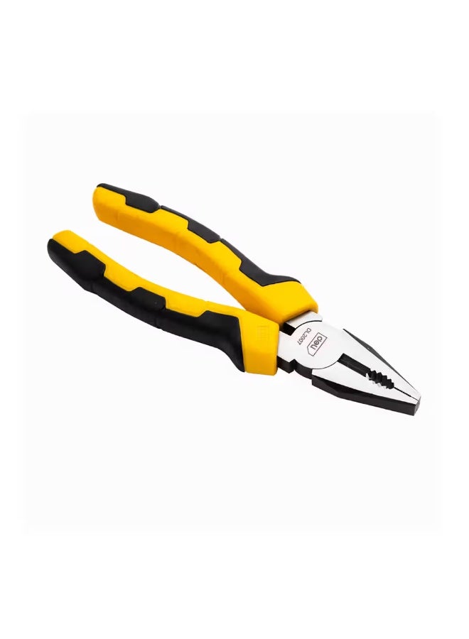 Deli 7-Inch Combination Pliers - Professional High-Leverage Hand Tool for Cutting/Gripping - Black/Yellow - Electrical & DIY Tools for UAE Workshops - Image 1