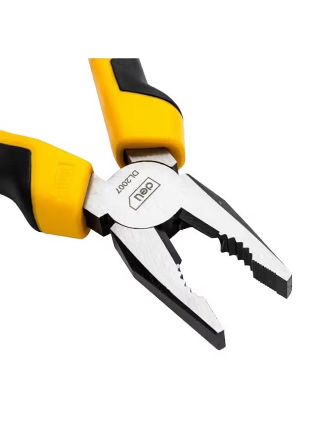 Deli 7-Inch Combination Pliers - Professional High-Leverage Hand Tool for Cutting/Gripping - Black/Yellow - Electrical & DIY Tools for UAE Workshops - Image 3