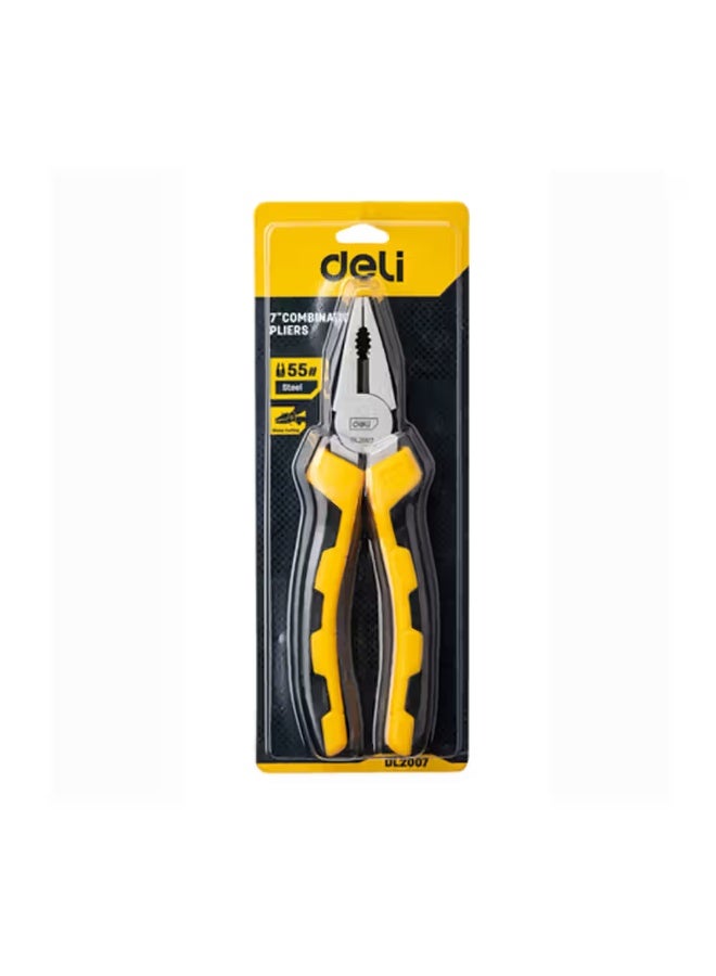 Deli 7-Inch Combination Pliers - Professional High-Leverage Hand Tool for Cutting/Gripping - Black/Yellow - Electrical & DIY Tools for UAE Workshops - Image 5